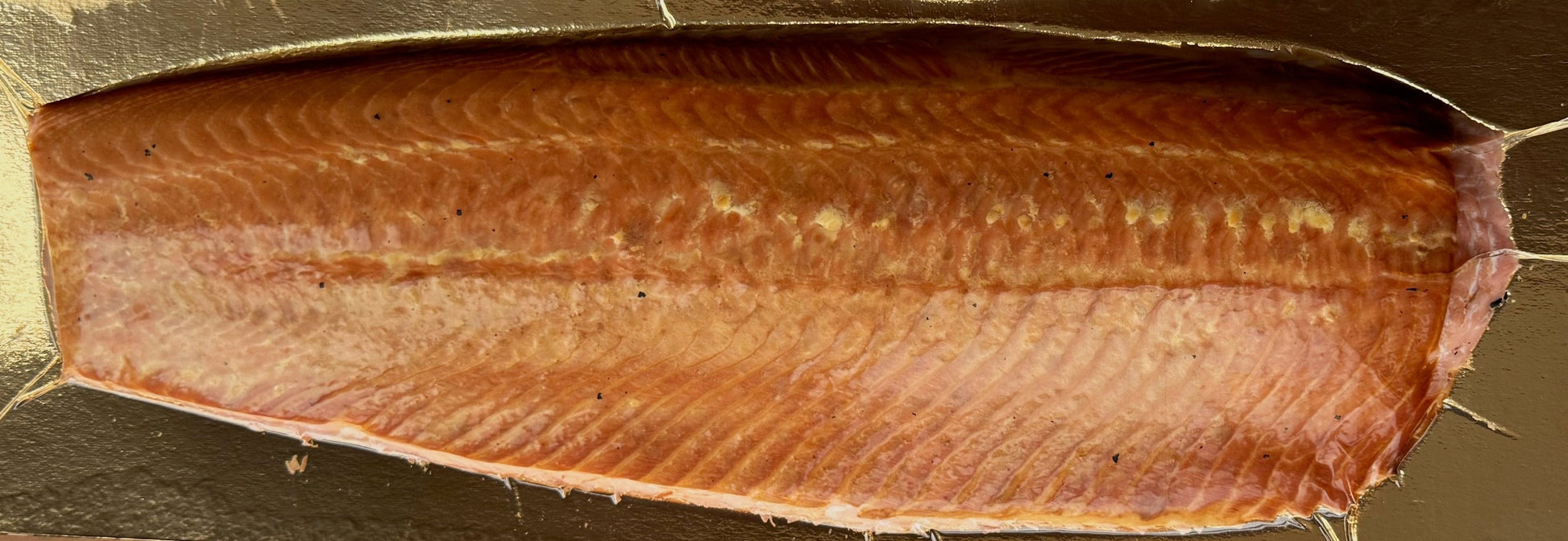 Whole side hot oak smoked Scottish salmon